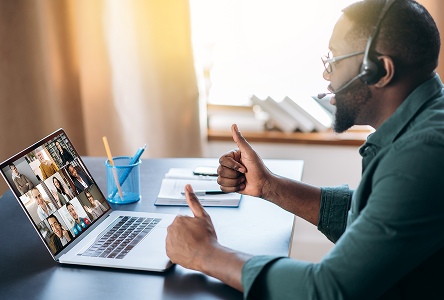 Recruiters interviewing candidates through video call.